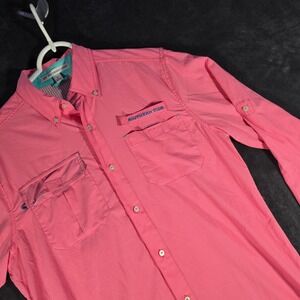 Southern Tide Fishing Shirt Vented Long Sleeve Button Up Pink Size‎ S